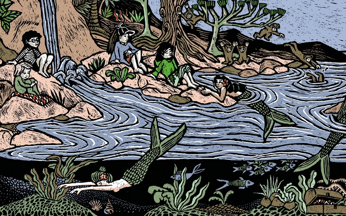 Product afbeelding: Kunstprint Peter Pan; Zeemeerminnen- Floor Rieder