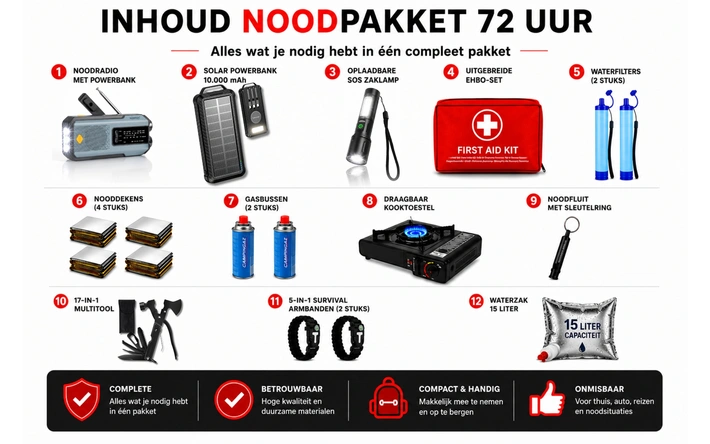 Product afbeelding: 72-uur Noodpakket (incl. draagbaar kooktoestel)