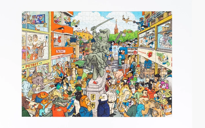 Product afbeelding: Puzzle in a bag - Animals vs Humans puzzel
