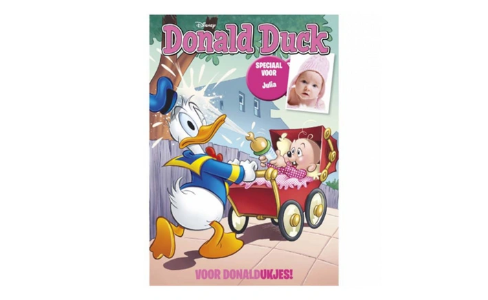 Product afbeelding: Gepersonaliseerde Donald Duck Geboorte Meisje