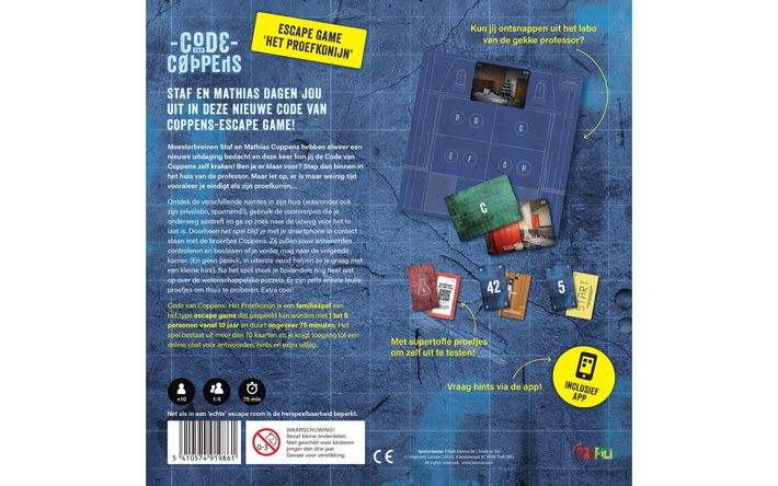 Product afbeelding: Code van Coppens - Het proefkonijn escape game
